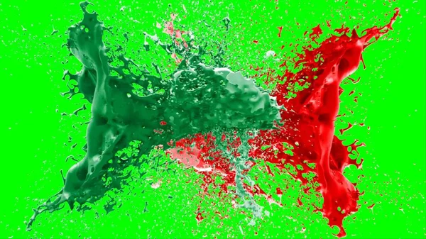 Soyut arkaplan bir damla kireç ve kırmızı mürekkep ile oluşturulan bir sıçramadır, yeşil arka plandaki sıçramalarla vurgulanır.