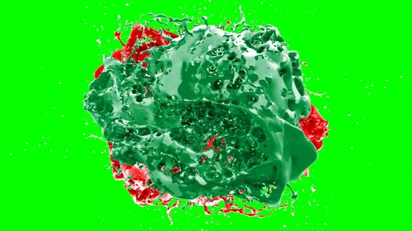 Soyut arkaplan bir damla kireç ve kırmızı mürekkep ile oluşturulan bir sıçramadır, yeşil arka plandaki sıçramalarla vurgulanır.