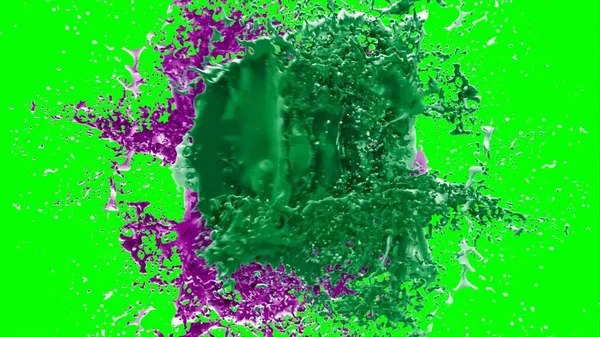 Suluboya tasarımının sanatsal çok renkli unsurları, soyut arkaplan, yeşil arka plandaki sıçramalarla vurgulanan bir damla kireç ve peri mürekkebi tarafından oluşturulan bir sıçramadır.