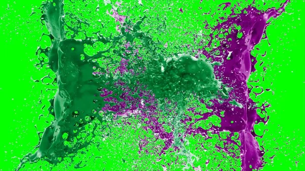 Suluboya tasarımının sanatsal çok renkli unsurları, soyut arkaplan, yeşil arka plandaki sıçramalarla vurgulanan bir damla kireç ve peri mürekkebi tarafından oluşturulan bir sıçramadır.