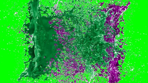 Suluboya tasarımının sanatsal çok renkli unsurları, soyut arkaplan, yeşil arka plandaki sıçramalarla vurgulanan bir damla kireç ve peri mürekkebi tarafından oluşturulan bir sıçramadır.