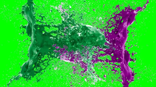 Suluboya tasarımının sanatsal çok renkli unsurları, soyut arkaplan, yeşil arka plandaki sıçramalarla vurgulanan bir damla kireç ve peri mürekkebi tarafından oluşturulan bir sıçramadır.