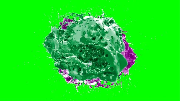 Suluboya tasarımının sanatsal çok renkli unsurları, soyut arkaplan, yeşil arka plandaki sıçramalarla vurgulanan bir damla kireç ve peri mürekkebi tarafından oluşturulan bir sıçramadır.