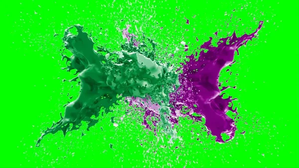 Suluboya tasarımının sanatsal çok renkli unsurları, soyut arkaplan, yeşil arka plandaki sıçramalarla vurgulanan bir damla kireç ve peri mürekkebi tarafından oluşturulan bir sıçramadır.