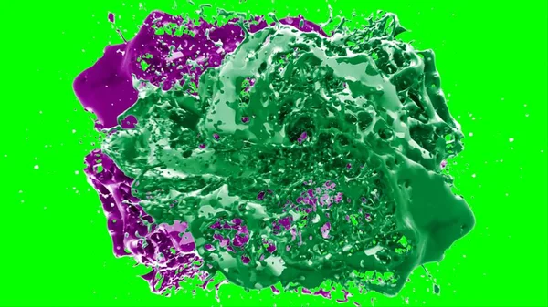 Suluboya tasarımının sanatsal çok renkli unsurları, soyut arkaplan, yeşil arka plandaki sıçramalarla vurgulanan bir damla kireç ve peri mürekkebi tarafından oluşturulan bir sıçramadır.