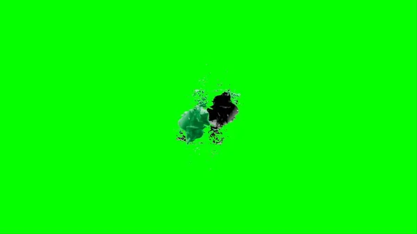 Movement Abstract Dust Explosion Frozen Green Black Background Stop Movement — Stock Photo, Image