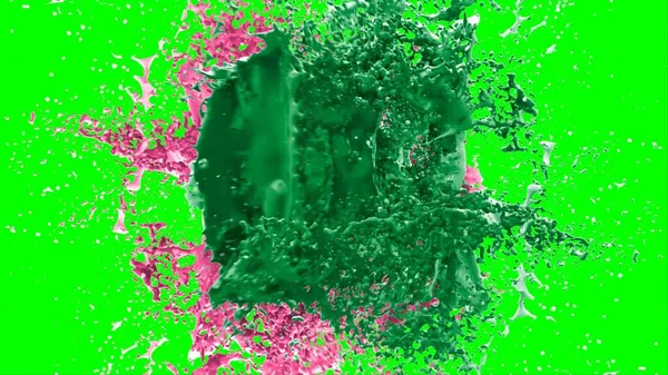 Abstract Background Splash Created Drop Green Pink Ink Highlighted Splashes — Stockfoto