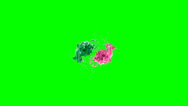 Абстрактный Фон Всплеск Создаваемый Каплей Зеленых Розовых Чернил Выделенной Шпильками — стоковое фото