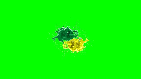 Abstract Background Splash Created Drop Green Yellow Ink Highlighted Splashes — Foto Stock