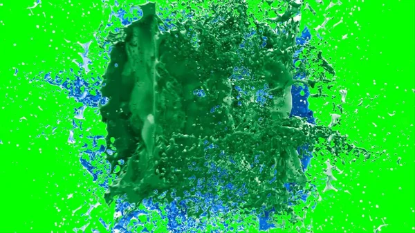 Soyut Arkaplan Yeşil Arkaplandaki Sıçramalarla Vurgulanan Bir Damla Yeşil Mavi — Stok fotoğraf