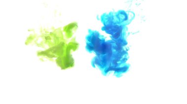 Beyaz arka planda, suda renkli boya patlaması.