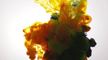 Beyaz arka planda, suda renkli boya patlaması.