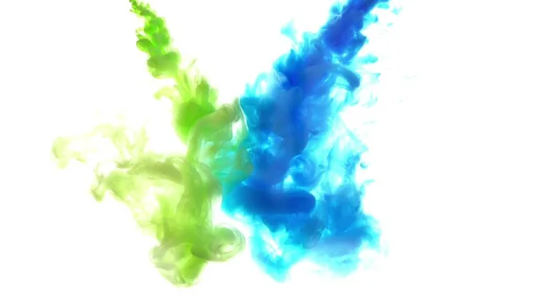 Uma Explosão Tintas Coloridas Água Fundo Branco — Fotografia de Stock
