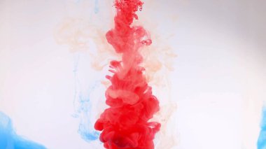 Beyaz arka planda, suda renkli boya patlaması..