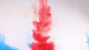 Beyaz arka planda, suda renkli boya patlaması..