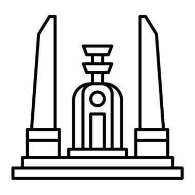 Beyaz arkaplanda izole edilmiş taslak biçiminde anıt simgesi. seyahat sembolü