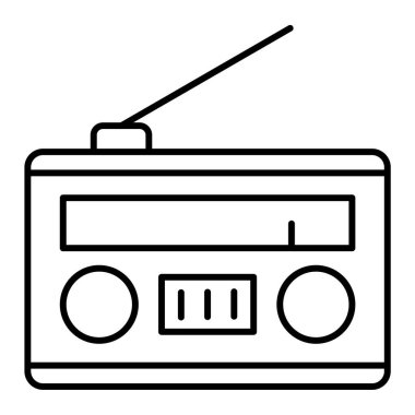 Retro radyo ikonu. Web için eski boombox vektör simgelerinin özet çizimi