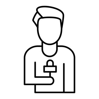 Erkek ikon vektörü. İnce çizgi işareti. izole edilmiş sınır sembolü çizimi