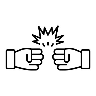 Yumruk simgesi çizgisi. izole edilmiş siyah ve beyaz vektör çizimi.