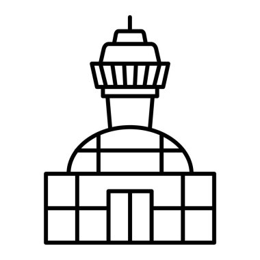 Havaalanı kulesi ikonu. Web için deniz feneri vektör simgelerinin özet çizimi