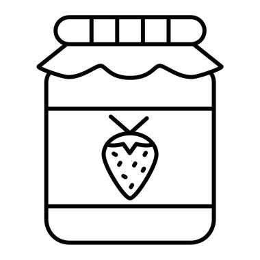 Reçel kavanozu. Ana hatlarıyla çilek şişesi çizimi. beyaz arkaplanda izole