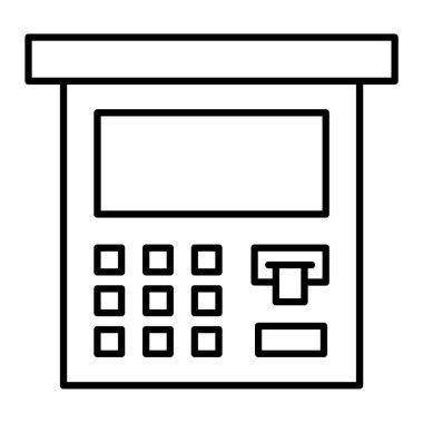 ATM makine simgesi. Web için hesap makinesi vektör simgelerinin özet çizimi