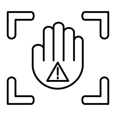 Dur işareti simgesiyle el. İnce çizgi sembol tasarımı. vektör illüstrasyonu.