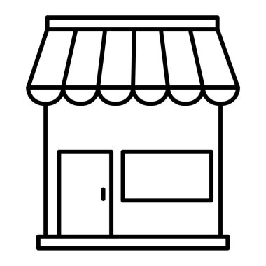 dükkan ikonu. Pazar vektörünün ana hatları ve düzenlenebilir vuruş simgeleri.