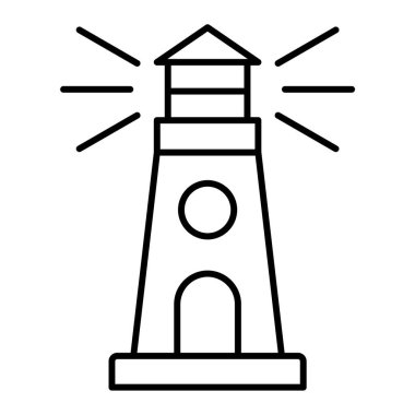 Ağ ve mobil uygulama tasarımınız için beyaz arkaplanda izole edilmiş deniz feneri simgesi vektörü, kule logosu konsepti