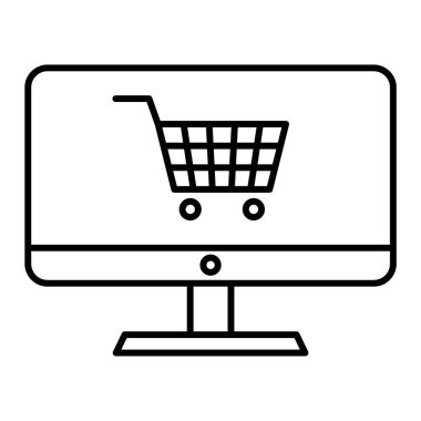 Dizüstü bilgisayar vektör çizimine sahip alışveriş arabası