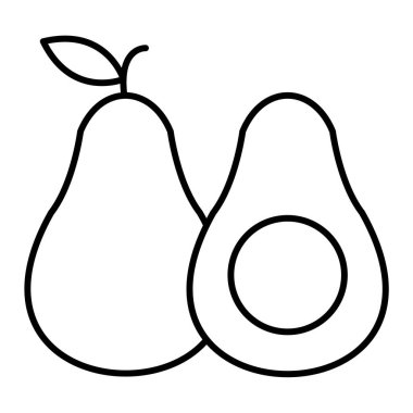 avokado meyve ikonu. Beyaz arkaplanda izole edilmiş web tasarımı için armut vektör simgelerinin ana hatları