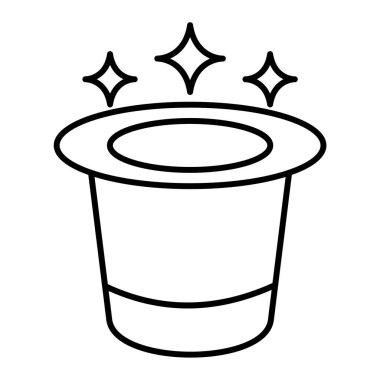 Sihirli şapka ikonu. Web için yıldız kovası vektör simgelerinin özet çizimi