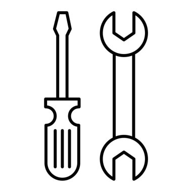 İngiliz anahtarı ve tornavida ikonu. vektör illüstrasyonu