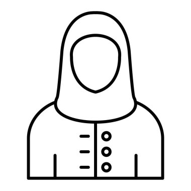 Vektör Müslüman Kadın Ana Hattı Simge Tasarımı