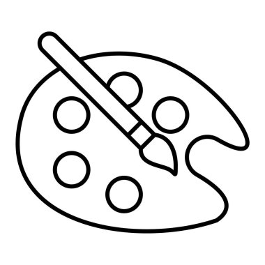 boya fırçası ikonu. İnce çizgi sembolü. siyah ve beyaz renkler.