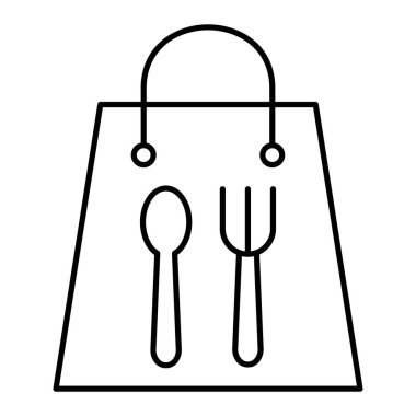 Gıda ve kap kacak vektör illüstrasyon tasarımı içeren alışveriş çantası