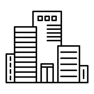 Binaların simgesi. Web için şehir vektör simgelerinin özet çizimi