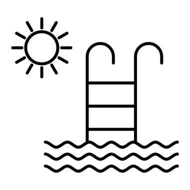 Su dalgaları ikonu. Web için güneş vektör çizgisi simgelerinin özet çizimi