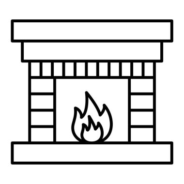 Ateş ve yanan mumlarla şömine vektör çizimi tasarımı