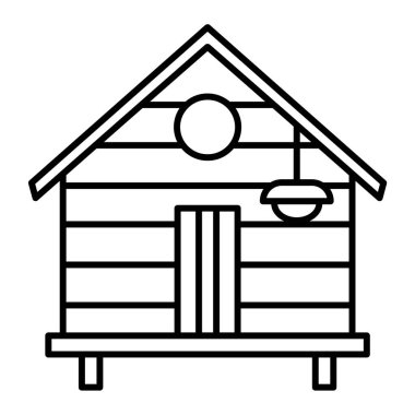 Çatı çizgisi tarzı simge tasarımı, hayvan bahçesi doğası ve hayvan teması illüstrasyonlu ev