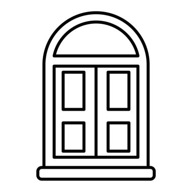 Beyaz arkaplanda izole edilmiş siyah biçimli pencere simgesi. kapı sembolü çizimi.