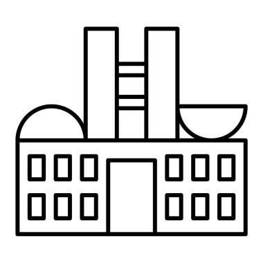 Fabrika binası ikonu. Web için bitki vektör simgelerinin özet çizimi