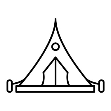 Kamp çadırı ikonu. Turist vektör sembolünün ana hatları web tasarımı