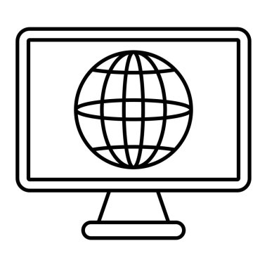 Teknoloji ve internet vektör illüstrasyon tasarımlı bilgisayar monitörü