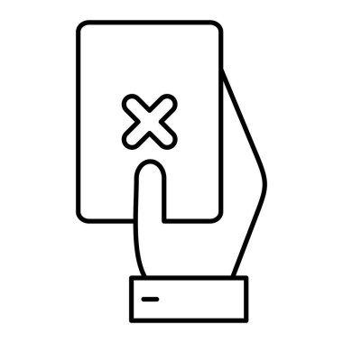 Üzerinde işaret simgesi olan el ele tutuşma kartı. Tıbbi sembolün ana hatları. beyaz arkaplanda izole