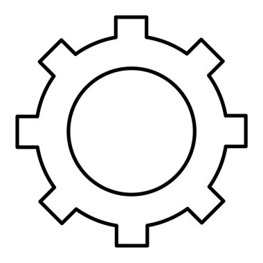 dişli vektör simgesi. biçim düz çizgi sembolü, siyah renk, beyaz arkaplan.
