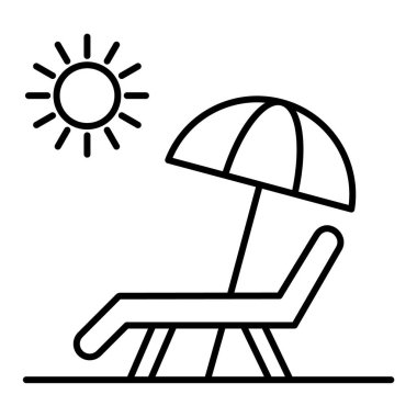 Plaj sandalyesi ikonu. Web için güneş paneli vektör simgelerinin özet çizimi