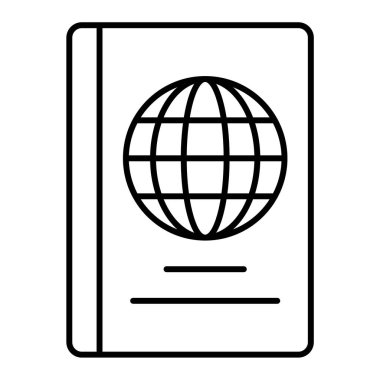 Bir kitap ikonuyla pasaport. vektör illüstrasyonu