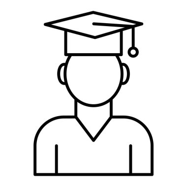 Öğrenci mezuniyet ikonu vektörü. Mezuniyet şapkası tabelası. izole edilmiş sınır sembolü çizimi