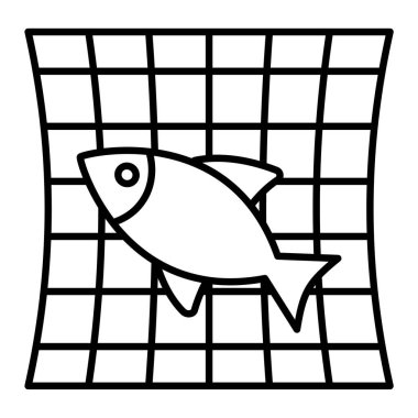 Balık ikonu. Web için balıkçılık vektör simgelerinin ana hatları